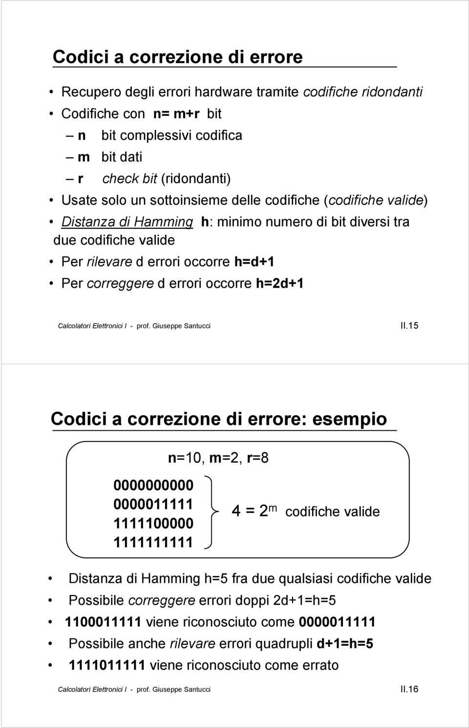 occorre h=2d+1 II.