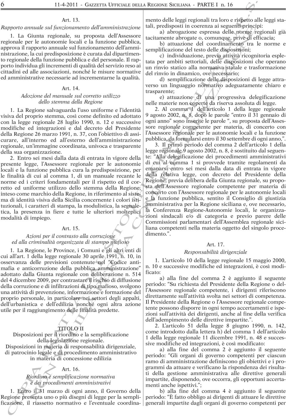 curata dal dipartimento regionale della funzione pubblica e del personale.