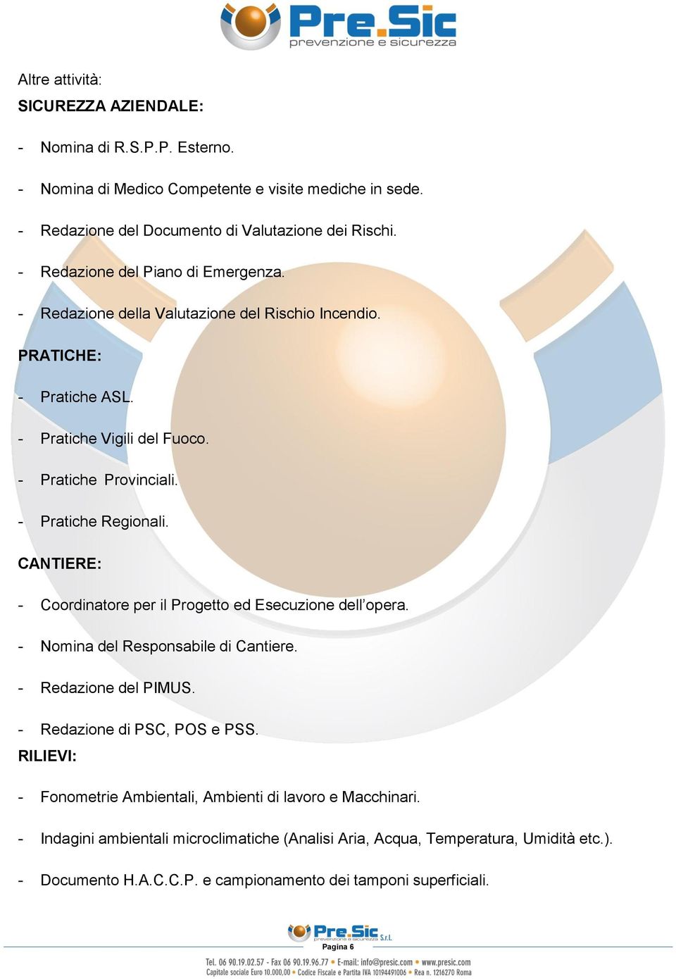 CANTIERE: - Coordinatore per il Progetto ed Esecuzione dell opera. - Nomina del Responsabile di Cantiere. - Redazione del PIMUS. - Redazione di PSC, POS e PSS.