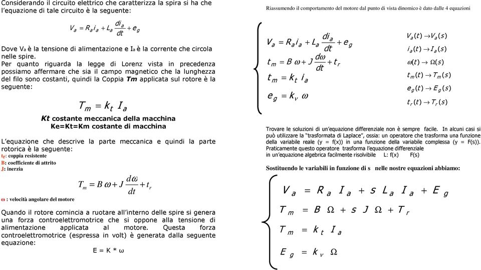 dscriv l pr ccnic quindi l pr rooric è l sun: r: coppi rsisn B: cofficin di rio J: inrzi ω : vlocià nolr dl oor di i + L + d Qundo il roor coinci ruor ll inrno dll spir si nr un forz conrolrooric ch