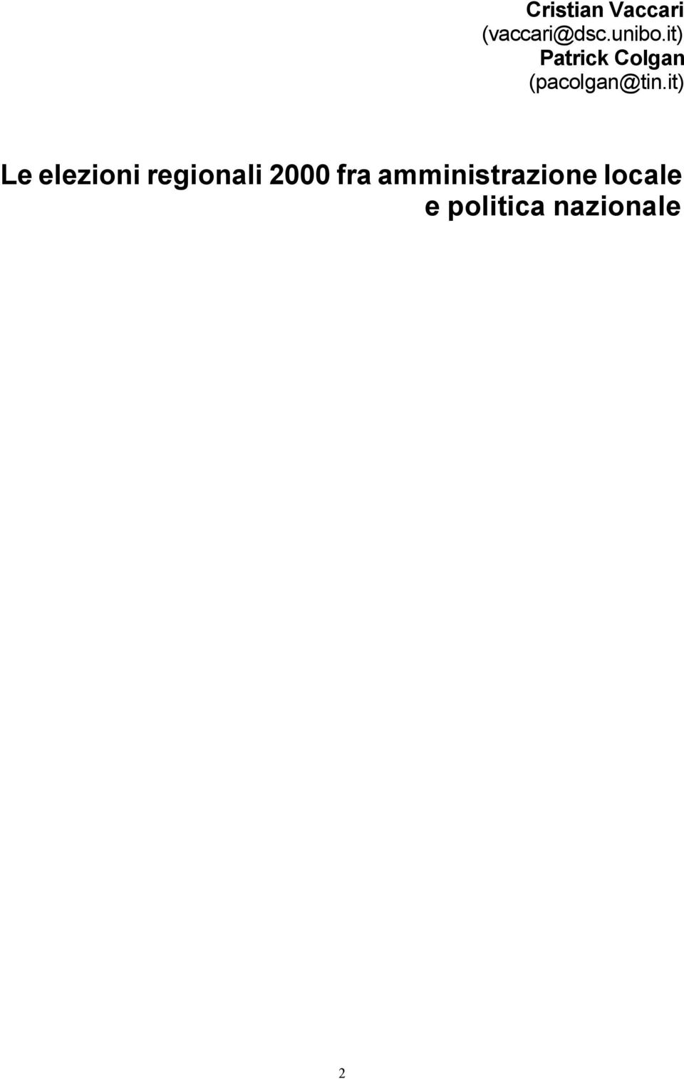 it) Le elezioni regionali 2000 fra