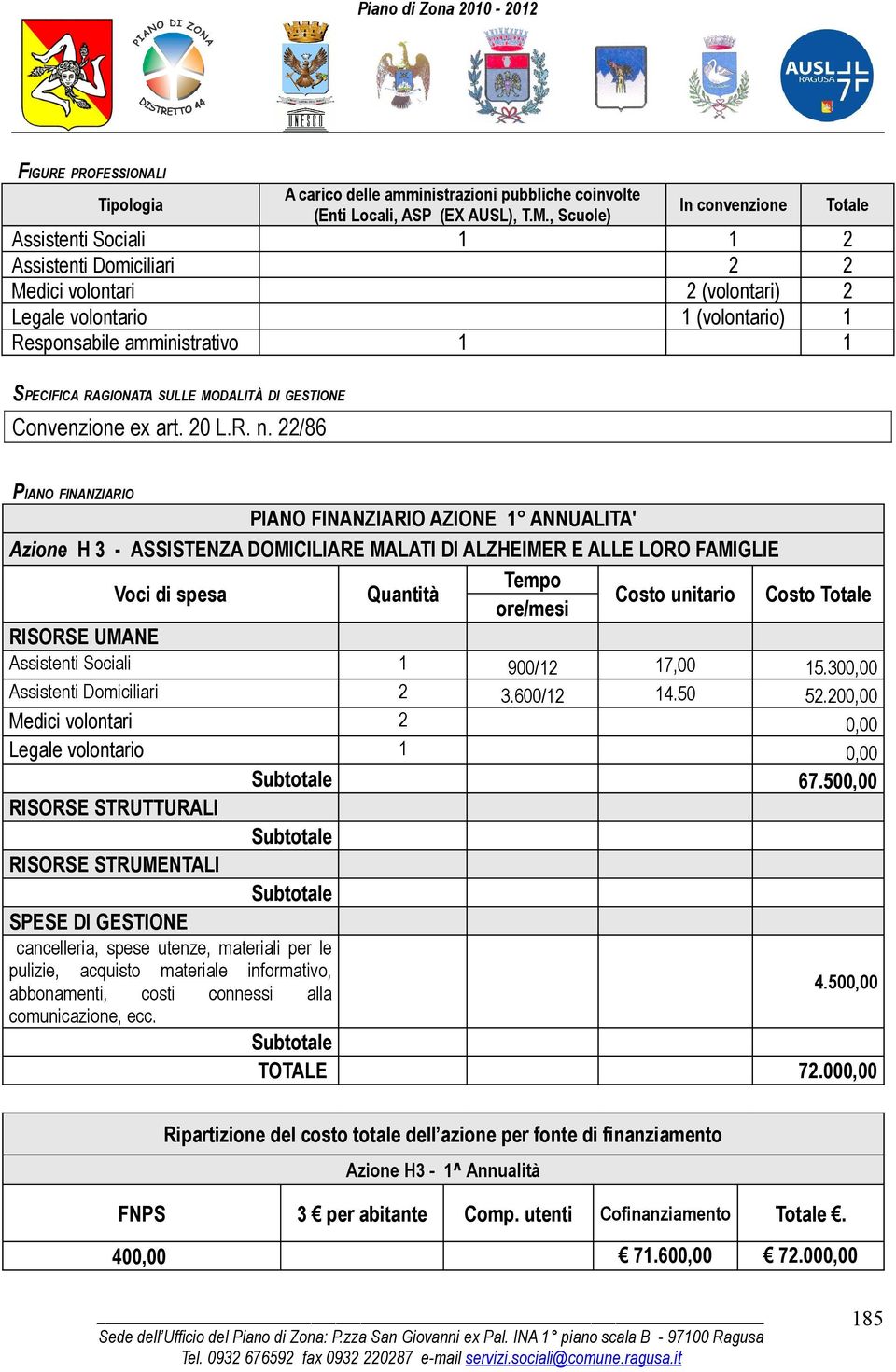 RAGIONATA SULLE MODALITÀ DI GESTIONE Convenzione ex art. 20 L.R. n.