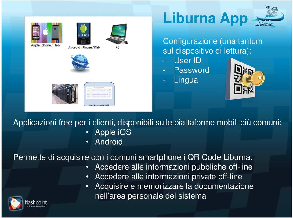 Permette di acquisire con i comuni smartphone i QR Code Liburna: Accedere alle informazioni pubbliche