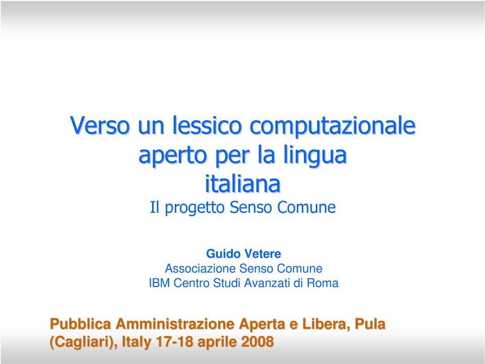 Comune IBM Centro Studi Avanzati di Roma Pubblica