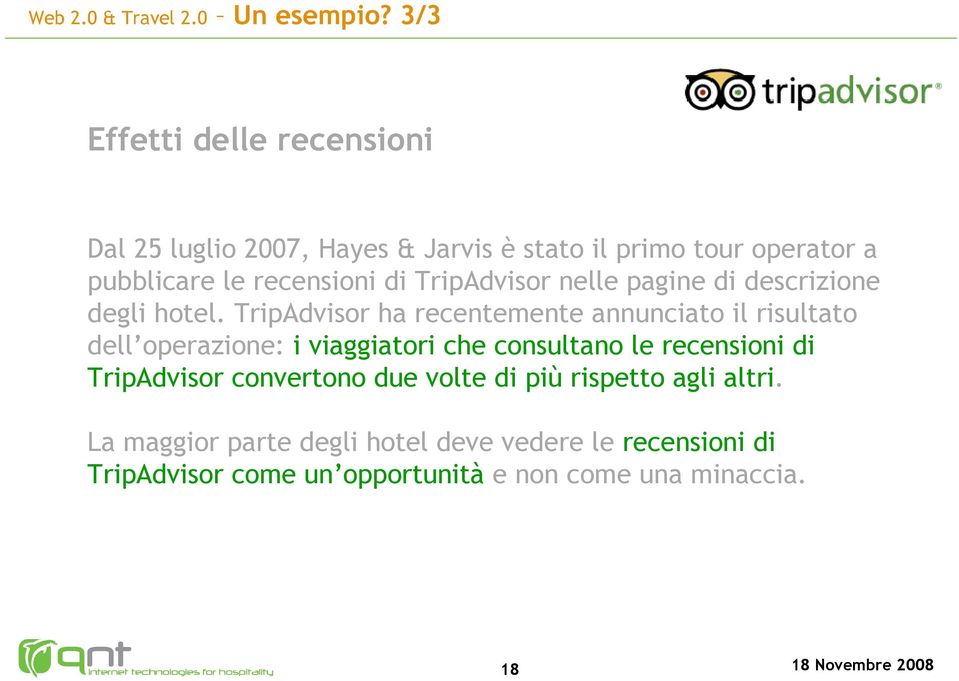 TripAdvisor nelle pagine di descrizione degli hotel.