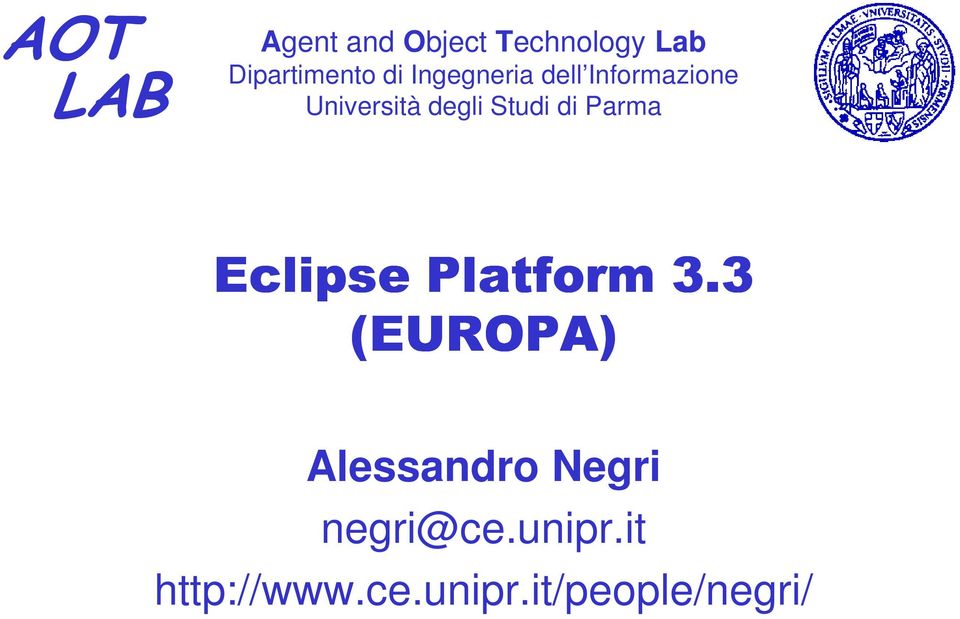 di Parma Eclipse Platform 3.