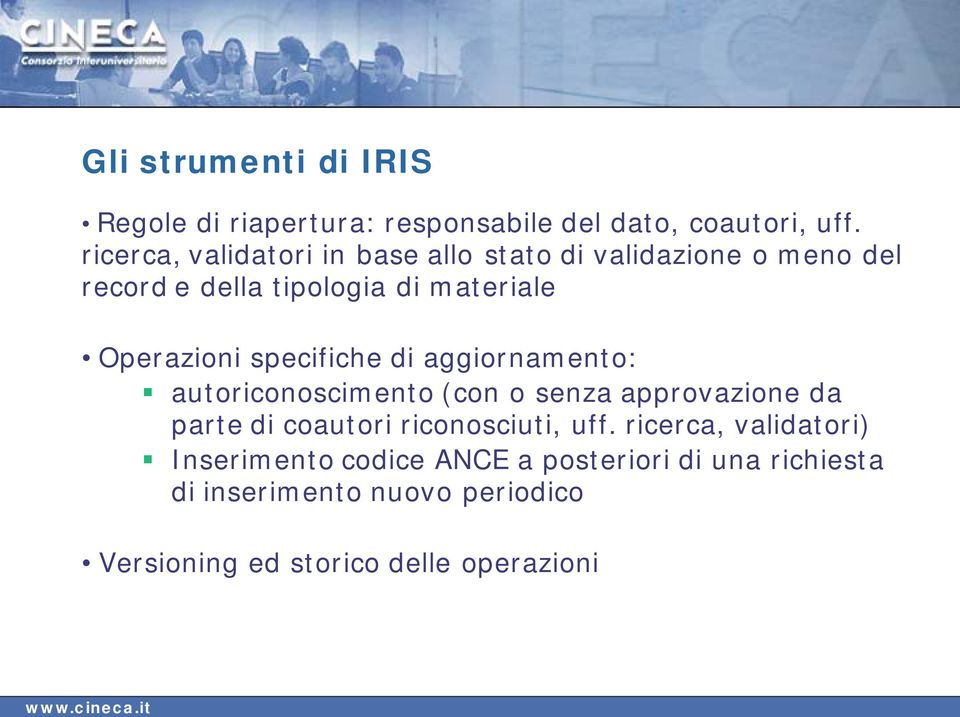 specifiche di aggiornamento: autoriconoscimento (con o senza approvazione da parte di coautori riconosciuti, uff.