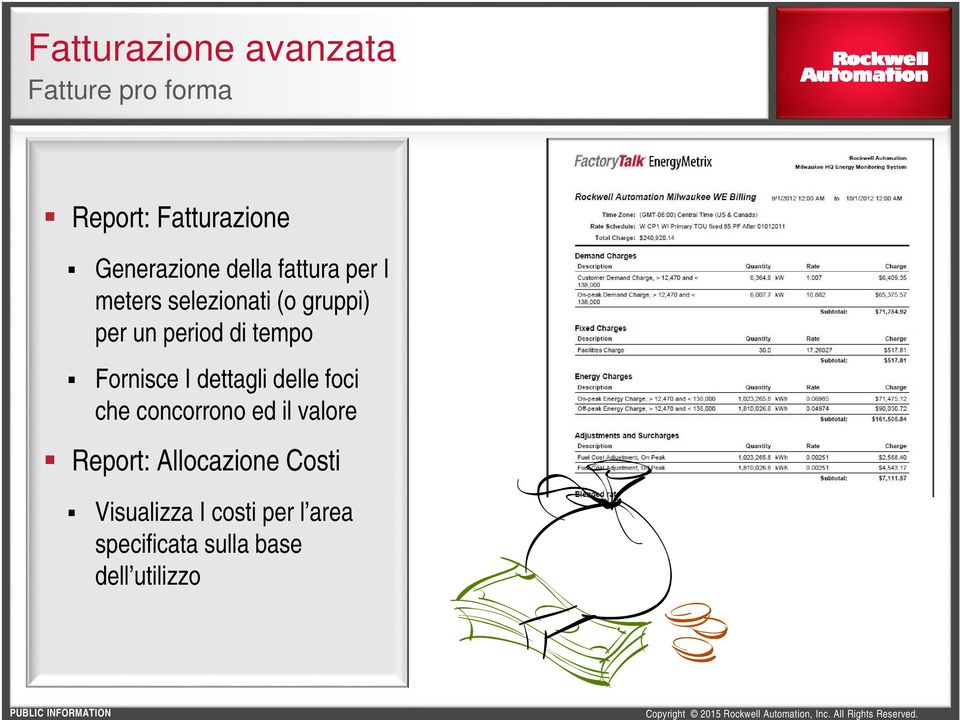 Fornisce I dettagli delle foci che concorrono ed il valore Report: