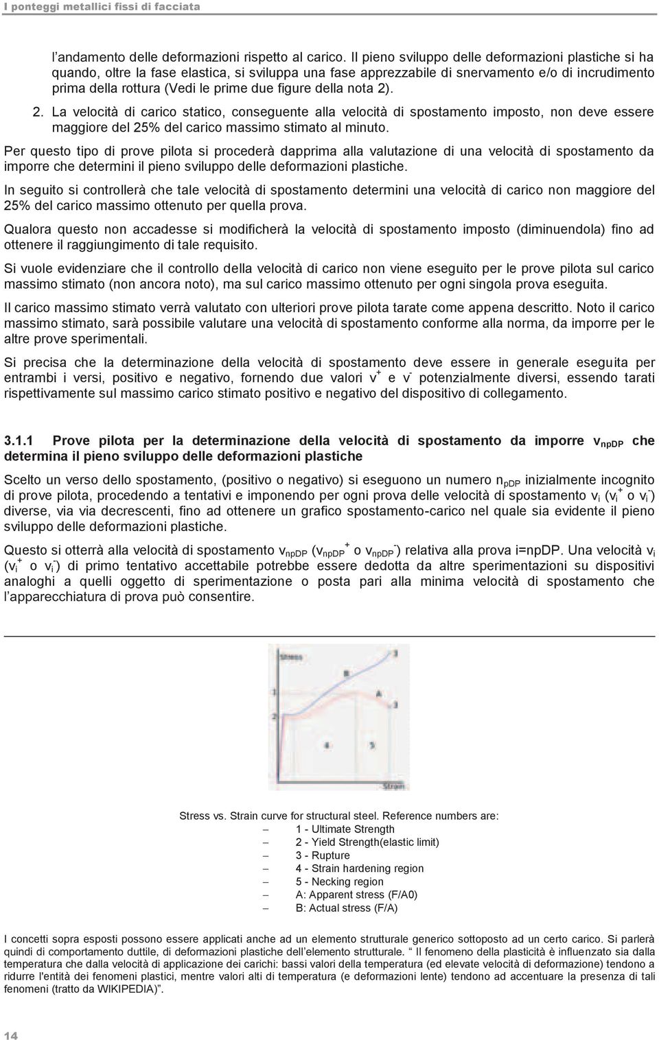 della nota 2). 2. La velocità di carico statico, conseguente alla velocità di spostamento imposto, non deve essere maggiore del 25% del carico massimo stimato al minuto.