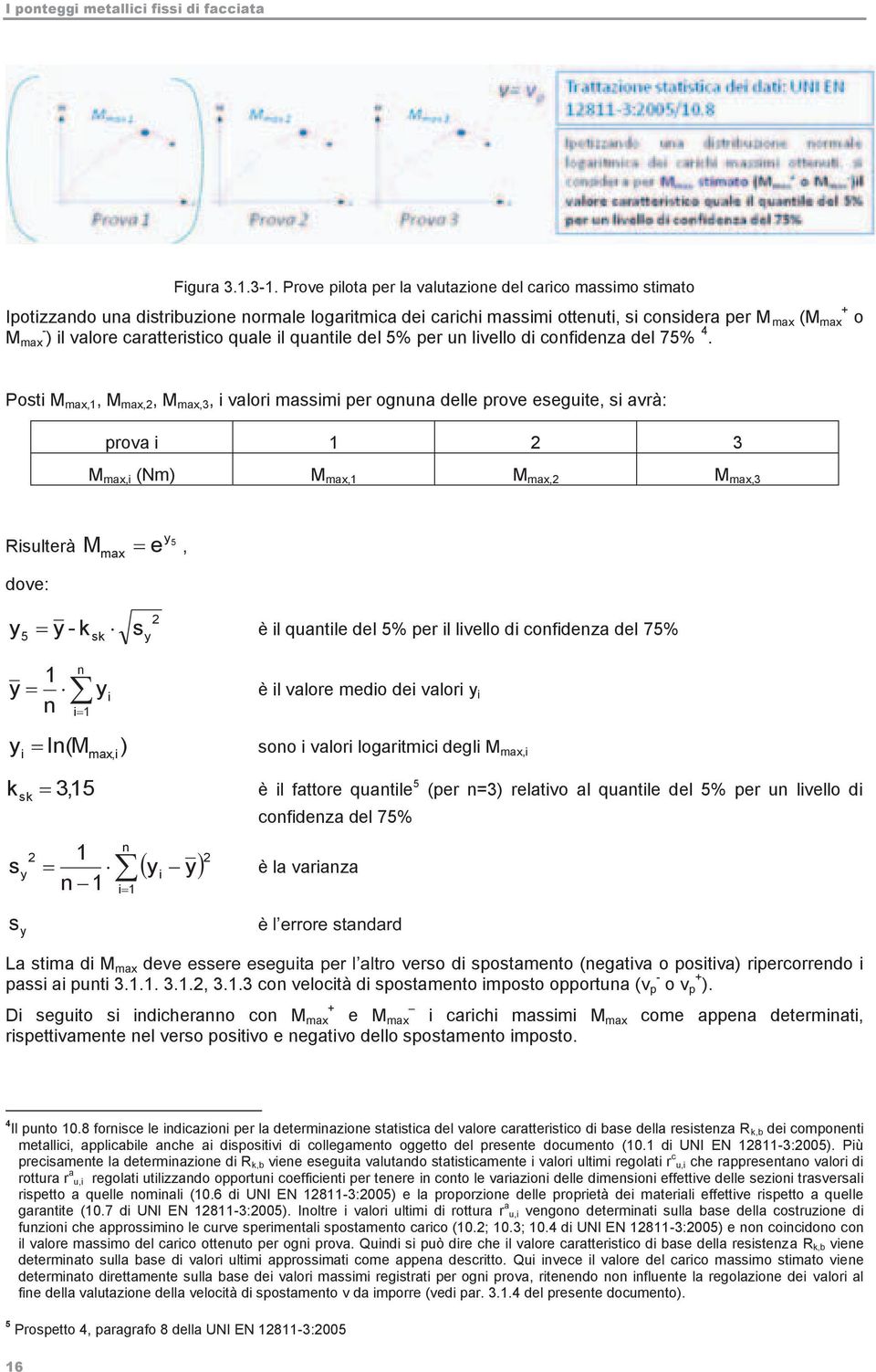 caratteristico quale il quantile del 5% per un livello di confidenza del 75% 4.