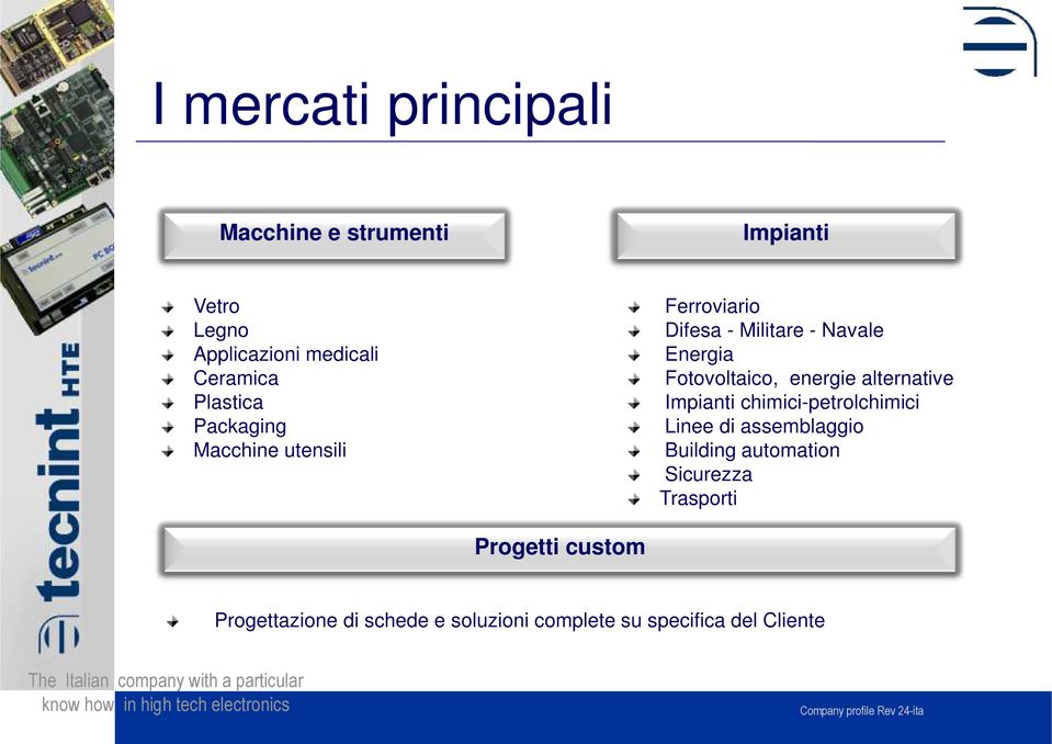 energie alternative Impianti chimici-petrolchimici Linee di assemblaggio Building automation