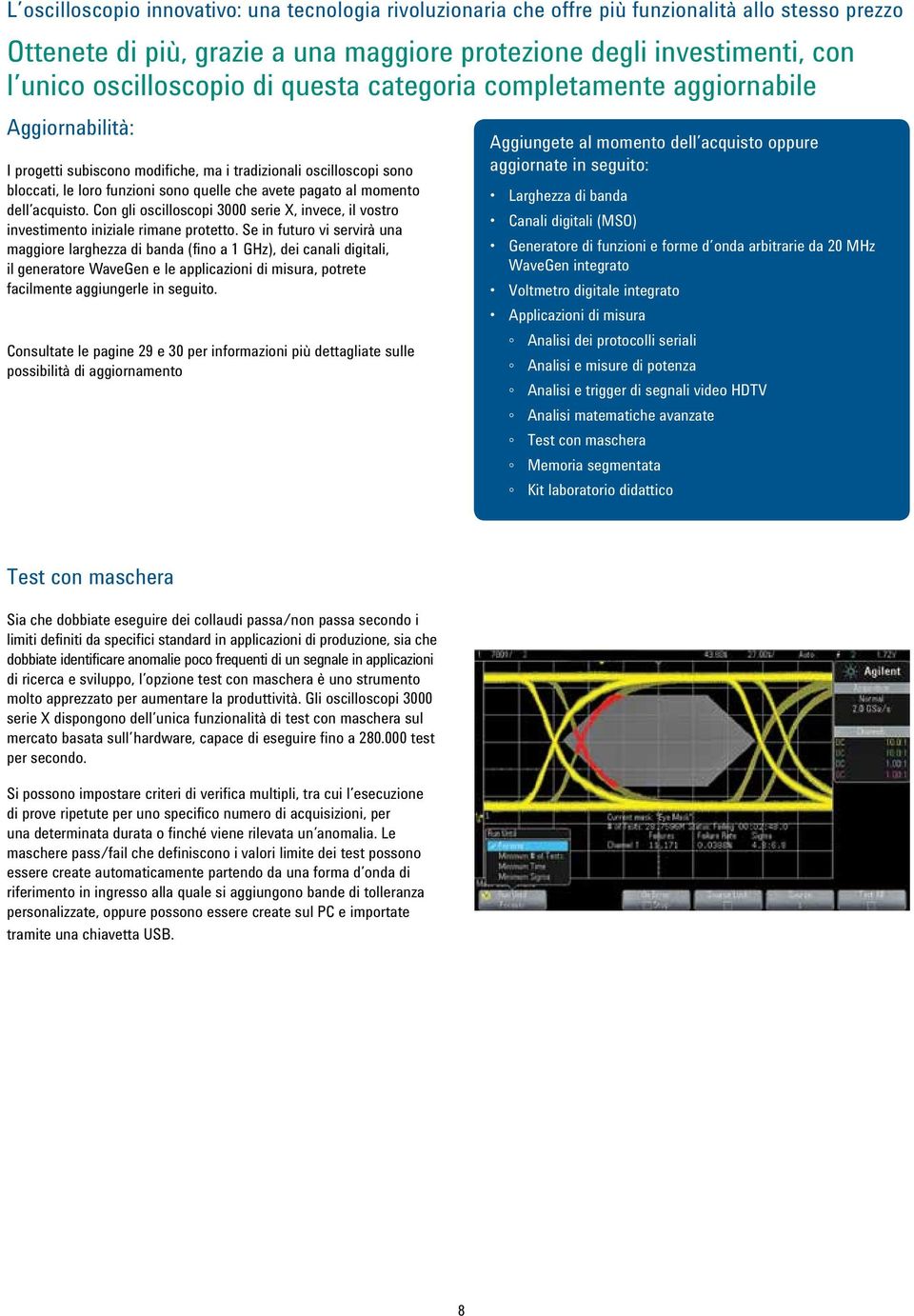 Con gli oscilloscopi 3000 serie X, invece, il vostro investimento iniziale rimane protetto.