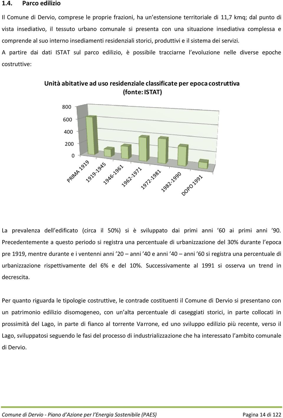 A partire dai dati ISTAT sul parco edilizio, è possibile tracciarne l evoluzione nelle diverse epoche costruttive: Unità abitative ad uso residenziale classificate per epoca costruttiva (fonte: