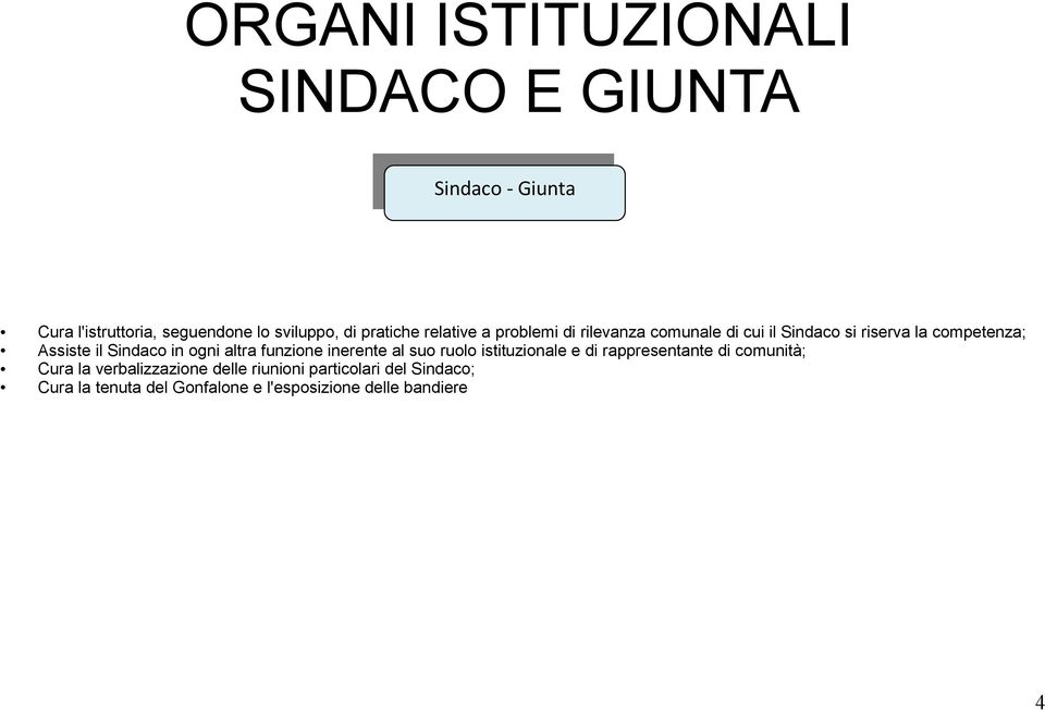 Sindaco in ogni altra funzione inerente al suo ruolo istituzionale e di rappresentante di comunità; Cura la