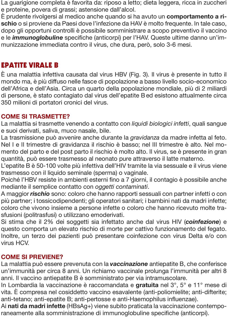 In tale caso, dopo gli opportuni controlli è possibile somministrare a scopo preventivo il vaccino e le immunoglobuline specifiche (anticorpi) per l HAV.