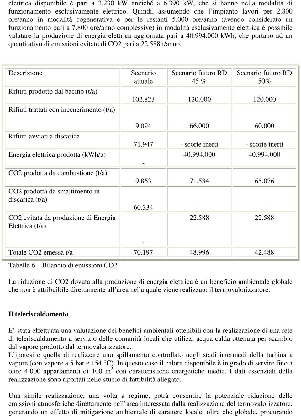 800 ore/anno complessive) in modalità esclusivamente elettrica è possibile valutare la produzione di energia elettrica aggiornata pari a 40.994.