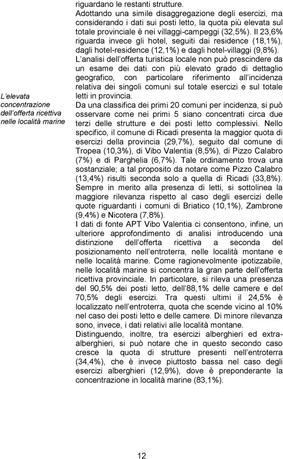 Il 23,6% riguarda invece gli hotel, seguiti dai residence (18,1%), dagli hotel-residence (12,1%) e dagli hotel-villaggi (9,8%).