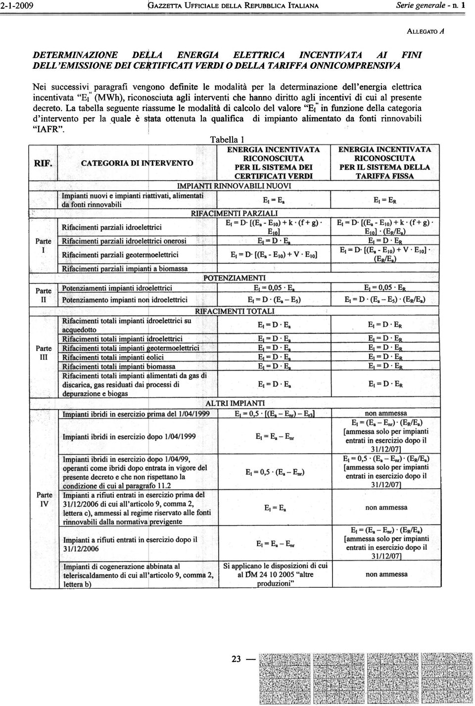 successivi paragrafi vengono definite le modalità per la determinazione dell'energia elettrica incentivata "EI" (MWh), riconosciuta agli interventi che hanno diritto agli incentivi di cui al presente