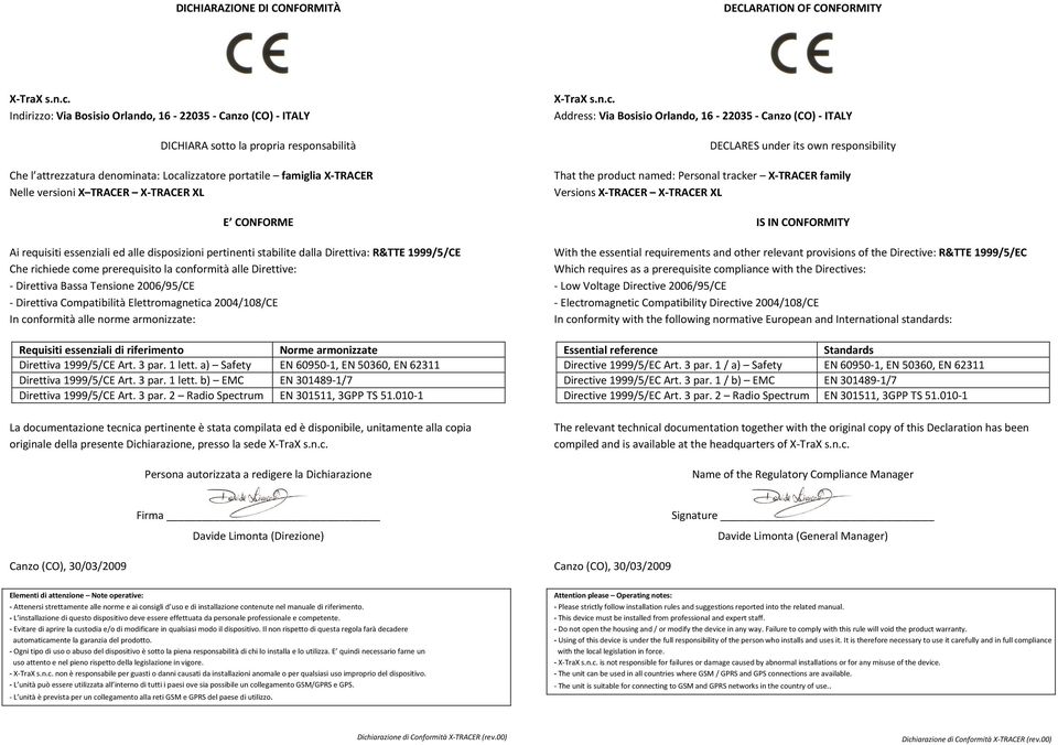 1 lett. b) EMC EN 301489-1/7 Direttiva 1999/5/CE Art. 3 par.