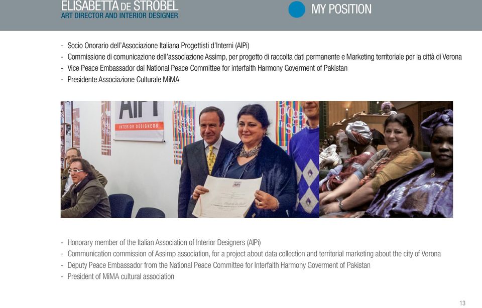 MiMA -- Honorary member of the Italian Association of Interior Designers (AIPi) -- Communication commission of Assimp association, for a project about data collection and territorial