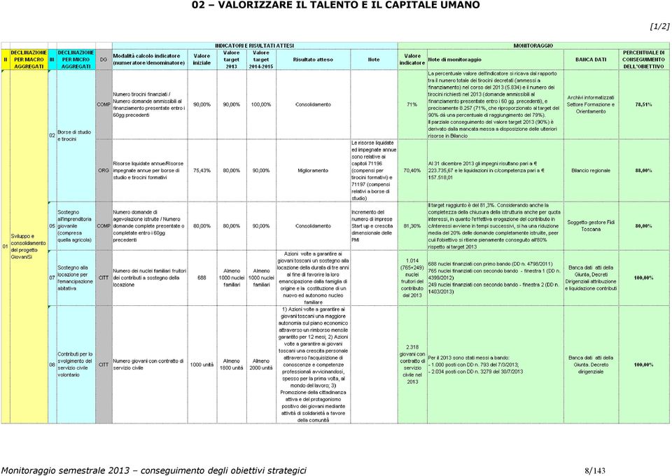 Monitoraggio semestrale 2013