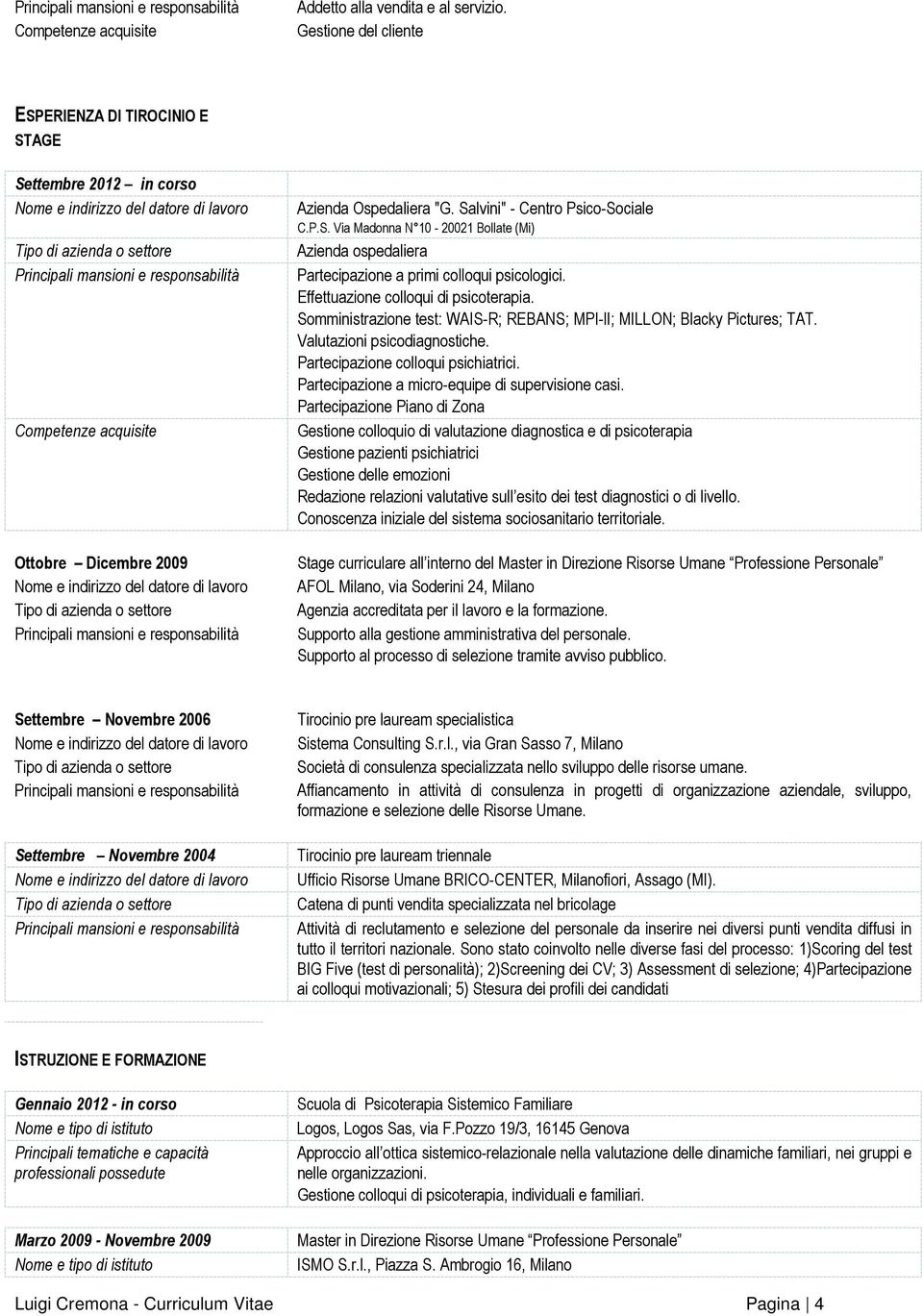 Partecipazione a micro-equipe di supervisione casi.