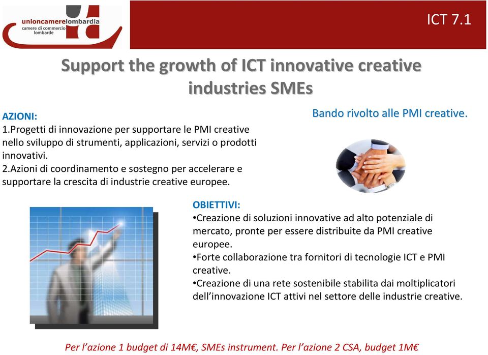 Azioni di coordinamento e sostegno per accelerare e supportare la crescita di industrie creative europee. ICT 7.1 Bando rivolto alle PMI creative.