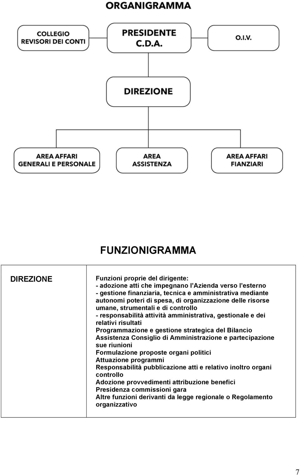 gestione strategica del Bilancio Assistenza Consiglio di Amministrazione e partecipazione sue riunioni Formulazione proposte organi politici Attuazione programmi Responsabilità