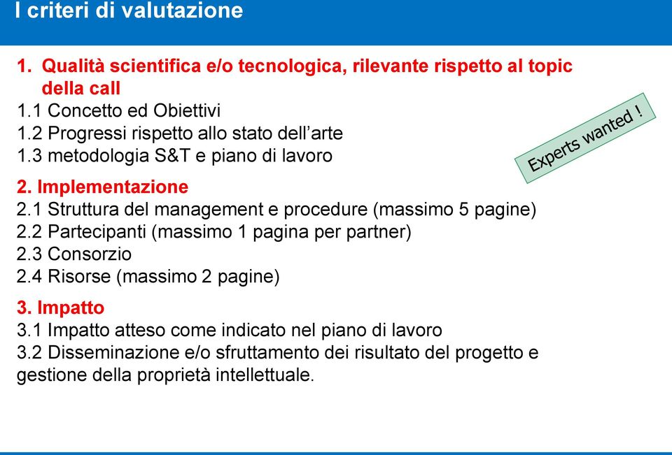 1 Struttura del management e procedure (massimo 5 pagine) 2.2 Partecipanti (massimo 1 pagina per partner) 2.3 Consorzio 2.