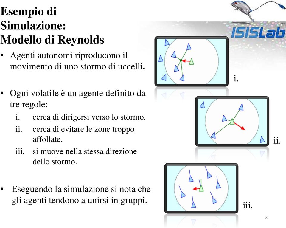 cerca di dirigersi verso lo stormo. ii. cerca di evitare le zone troppo affollate. iii.