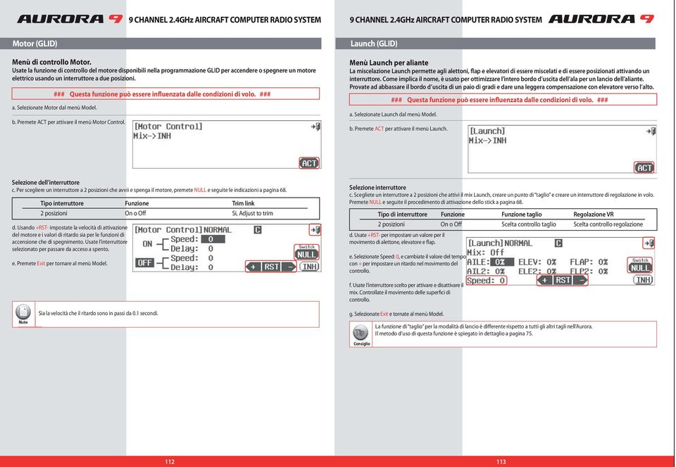 b. Premete ACT per attivare il menù Motor Control.