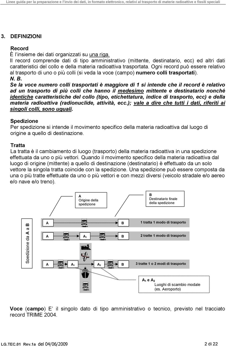 Ogni record può essere relativo al trasporto di uno o più colli (si veda la voce (campo) numero colli trasportati). N. B.