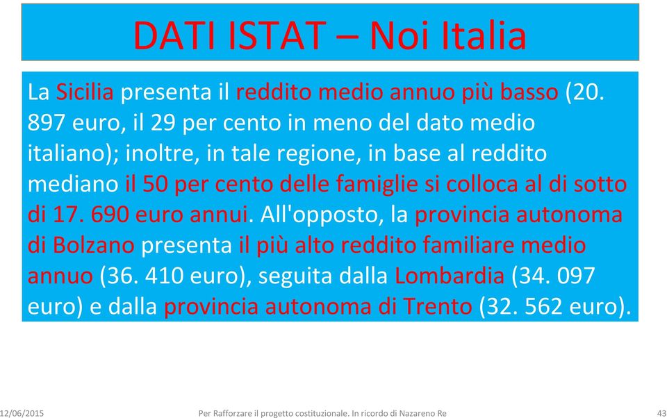 delle famiglie si colloca al di sotto di 17. 690 euro annui.