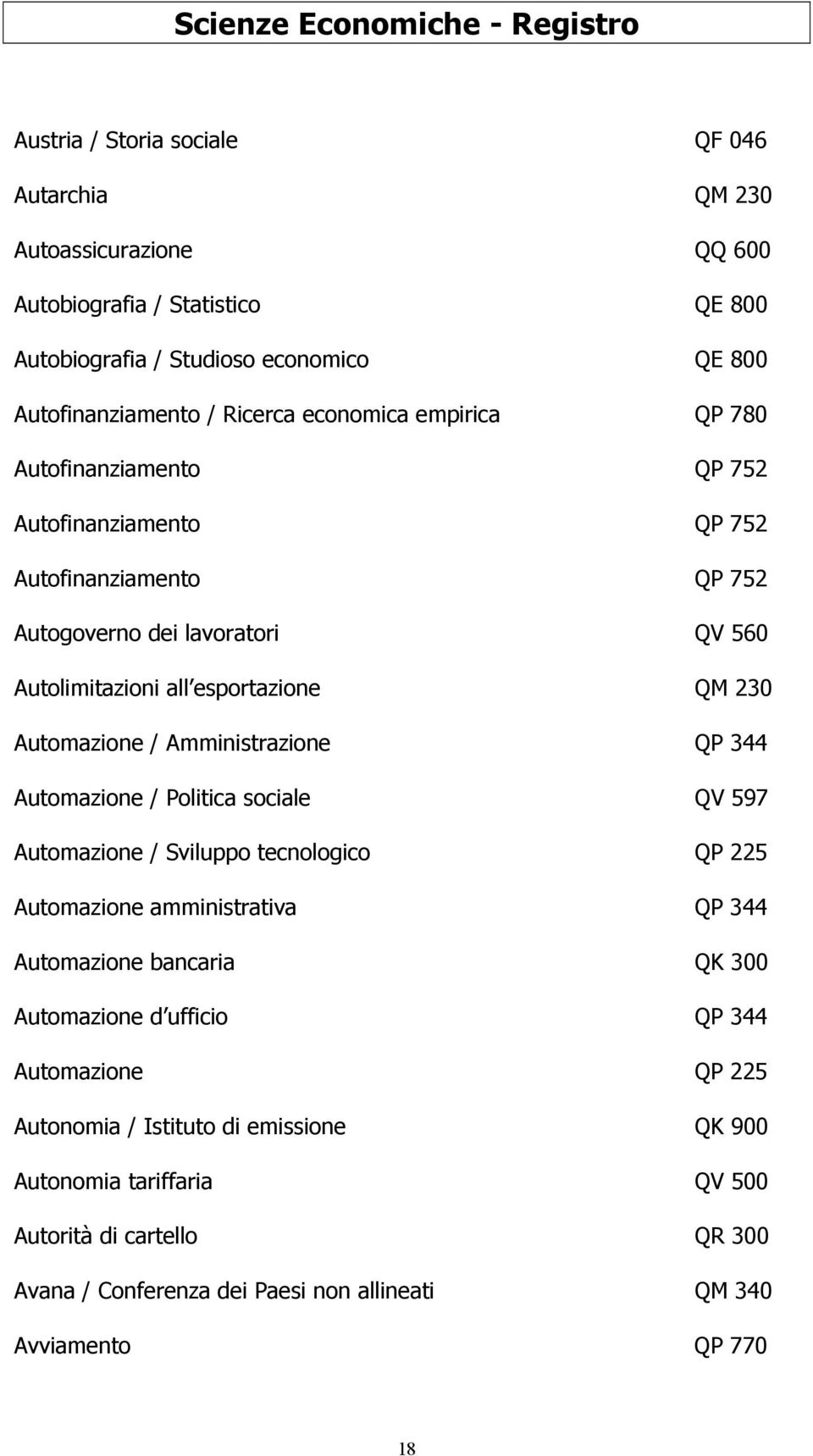 / Amministrazione QP 344 Automazione / Politica sociale QV 597 Automazione / Sviluppo tecnologico QP 225 Automazione amministrativa QP 344 Automazione bancaria QK 300 Automazione d