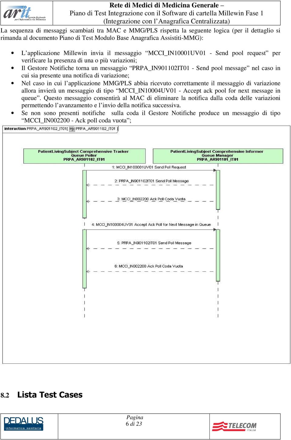 presente una notifica di variazione; Nel caso in cui l applicazione MMG/PLS abbia ricevuto correttamente il messaggio di variazione allora invierà un messaggio di tipo MCCI_IN0004UV0 - Accept ack