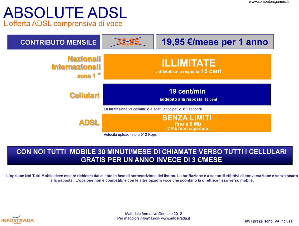 richiesta dal cliente in fase di sottoscrizione del listino. La tariffazione è a secondi effettivi di conversazione e senza scatto alla risposta.