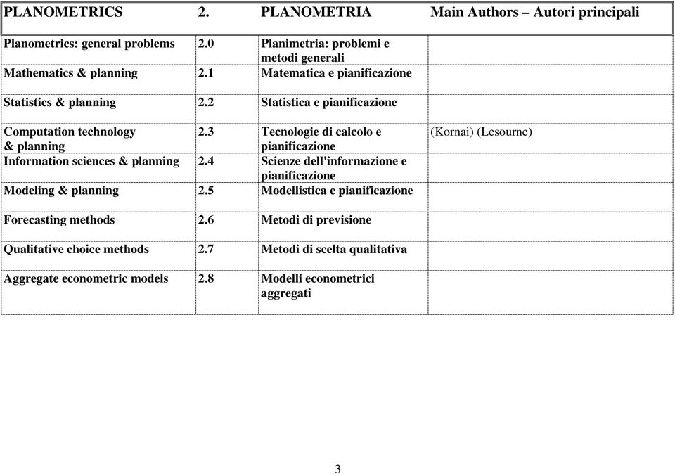 3 Tecnologie di calcolo e pianificazione Information sciences & planning 2.4 Scienze dell'informazione e pianificazione Modeling & planning 2.