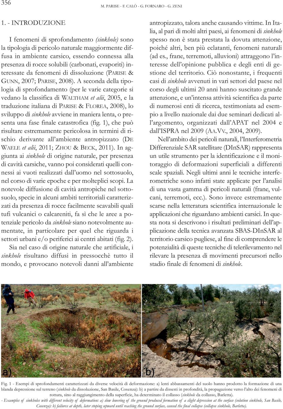 evaporiti) interessate da fenomeni di dissoluzione (PARISE & GUNN, 2007; PARISE, 2008).