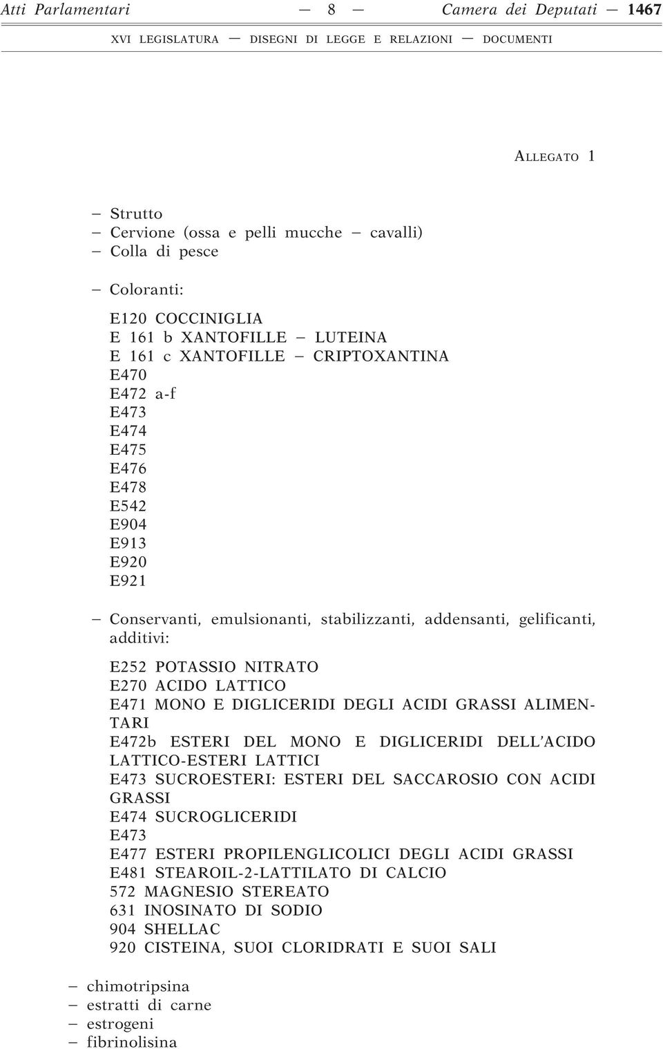 E471 MONO E DIGLICERIDI DEGLI ACIDI GRASSI ALIMEN- TARI E472b ESTERI DEL MONO E DIGLICERIDI DELL ACIDO LATTICO-ESTERI LATTICI E473 SUCROESTERI: ESTERI DEL SACCAROSIO CON ACIDI GRASSI E474