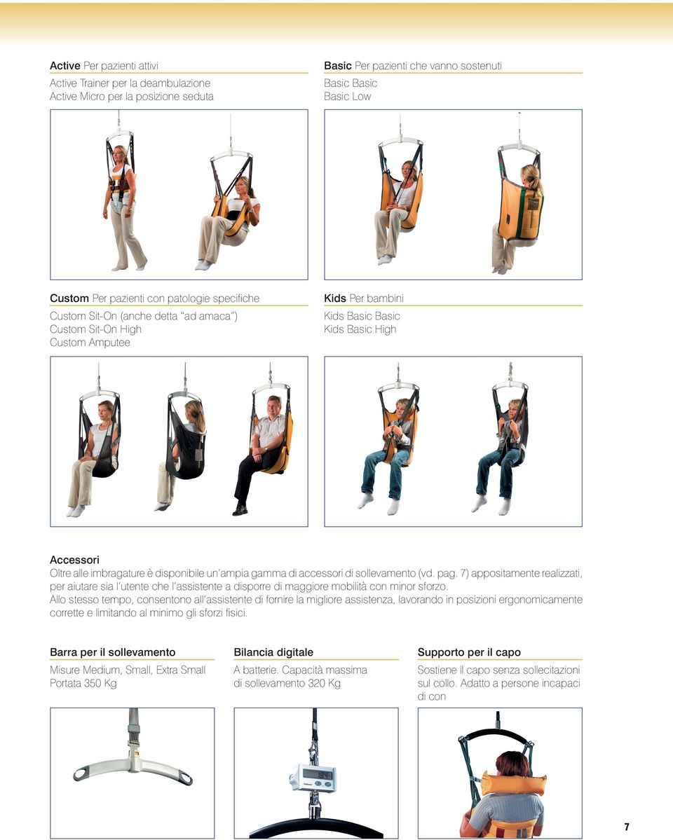 accessori di sollevamento (vd. pag. 7) appositamente realizzati, per aiutare sia l utente che l assistente a disporre di maggiore mobilità con minor sforzo.