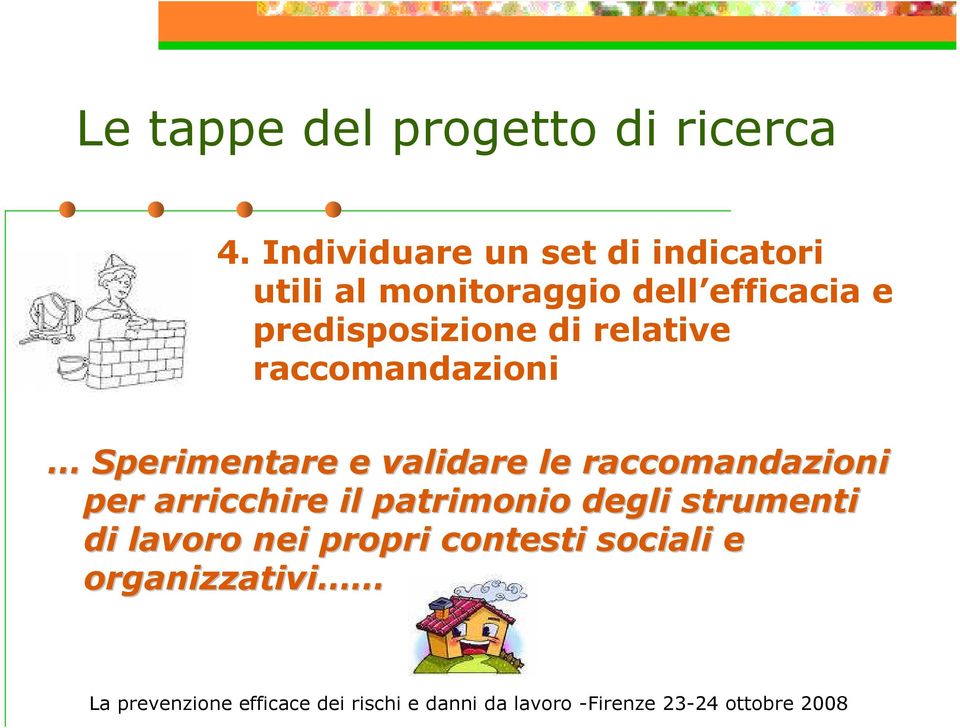 predisposizione di relative raccomandazioni Sperimentare e validare le