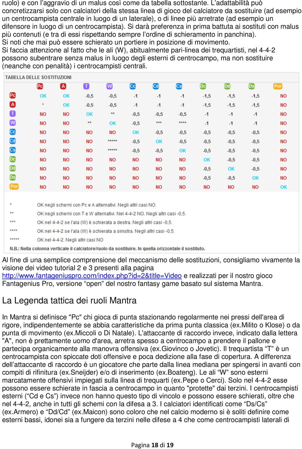 arretrate (ad esempio un difensore in luogo di un centrocampista).