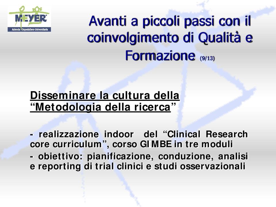 curriculum, corso GIMBE in tre moduli - obiettivo: