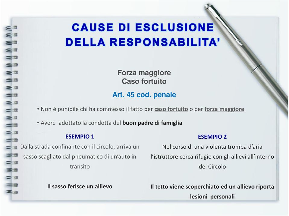 famiglia ESEMPIO 1 Dalla strada confinante con il circolo, arriva un sasso scagliato dal pneumatico di un auto in transito