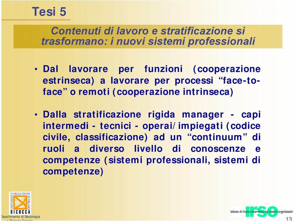 stratificazione rigida manager - capi intermedi - tecnici - operai/impiegati (codice civile, classificazione)