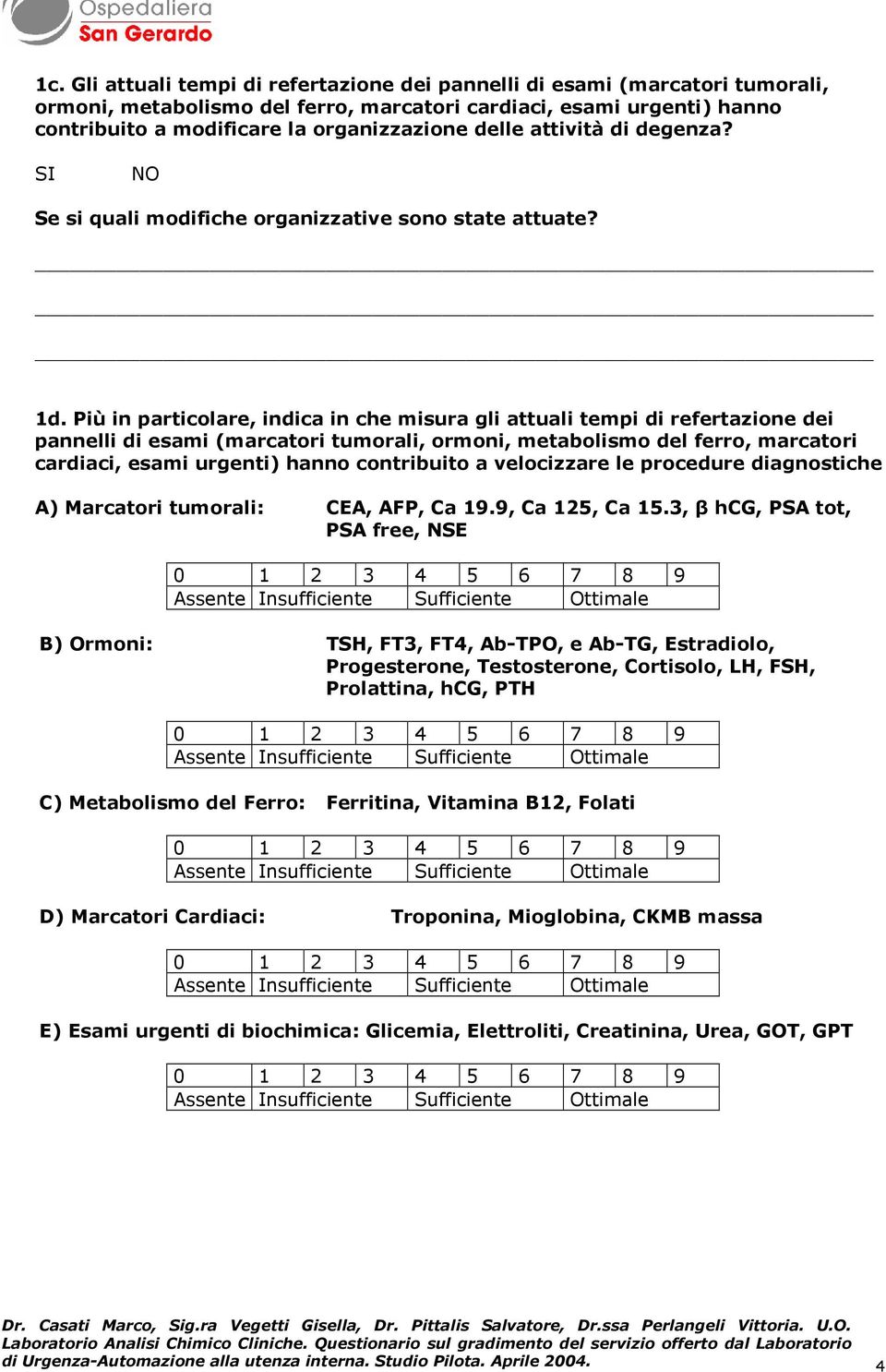 Più in particolare, indica in che misura gli attuali tempi di refertazione dei pannelli di esami (marcatori tumorali, ormoni, metabolismo del ferro, marcatori cardiaci, esami urgenti) hanno