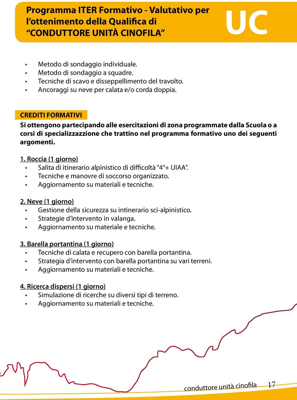 CREDITI FORMATIVI Si ottengono partecipando alle esercitazioni di zona programmate dalla Scuola o a corsi di specializzazzione che trattino nel programma formativo uno dei seguenti argomenti. 1.