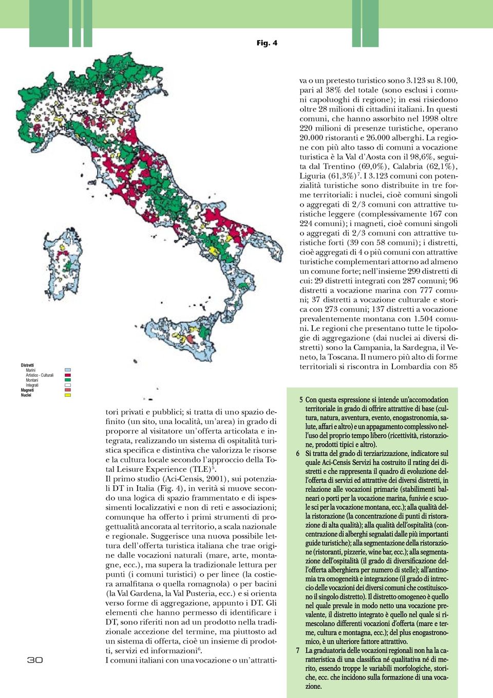 Leisure Experience (TLE) 5. Il primo studio (Aci-Censis, 2001), sui potenziali DT in Italia (Fig.