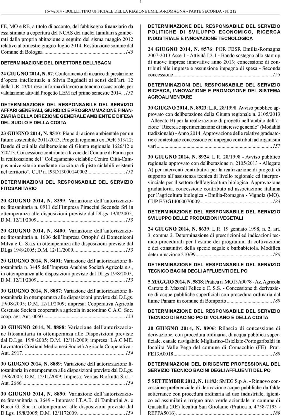 87: Conferimento di incarico di prestazione d opera intellettuale a Silvia Bagdadli ai sensi dell art. 12 della L.R.