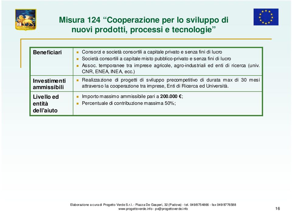 temporanee tra imprese agricole, agro-industriali ed enti di ricerca (univ. CNR, ENEA, INEA, ecc.